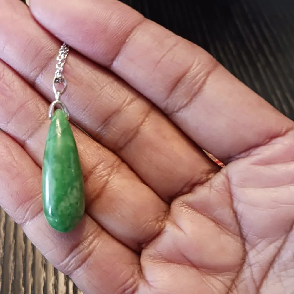 Green Jadeite set with sterling silver 925 - Picture 3 of 4